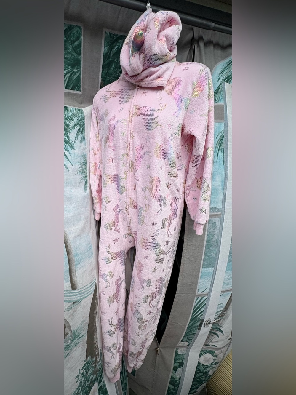 The Children's Place Pink Unicorn Sequin-Print One-Piece Pajamas